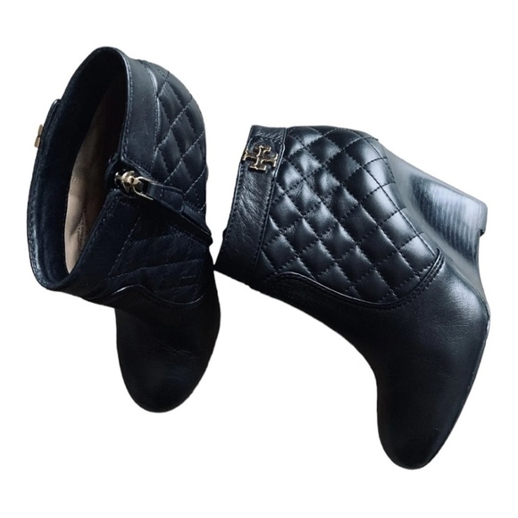 Tory Burch Quilted Wedge Bootie Black size 8 M - Picture 3 of 13